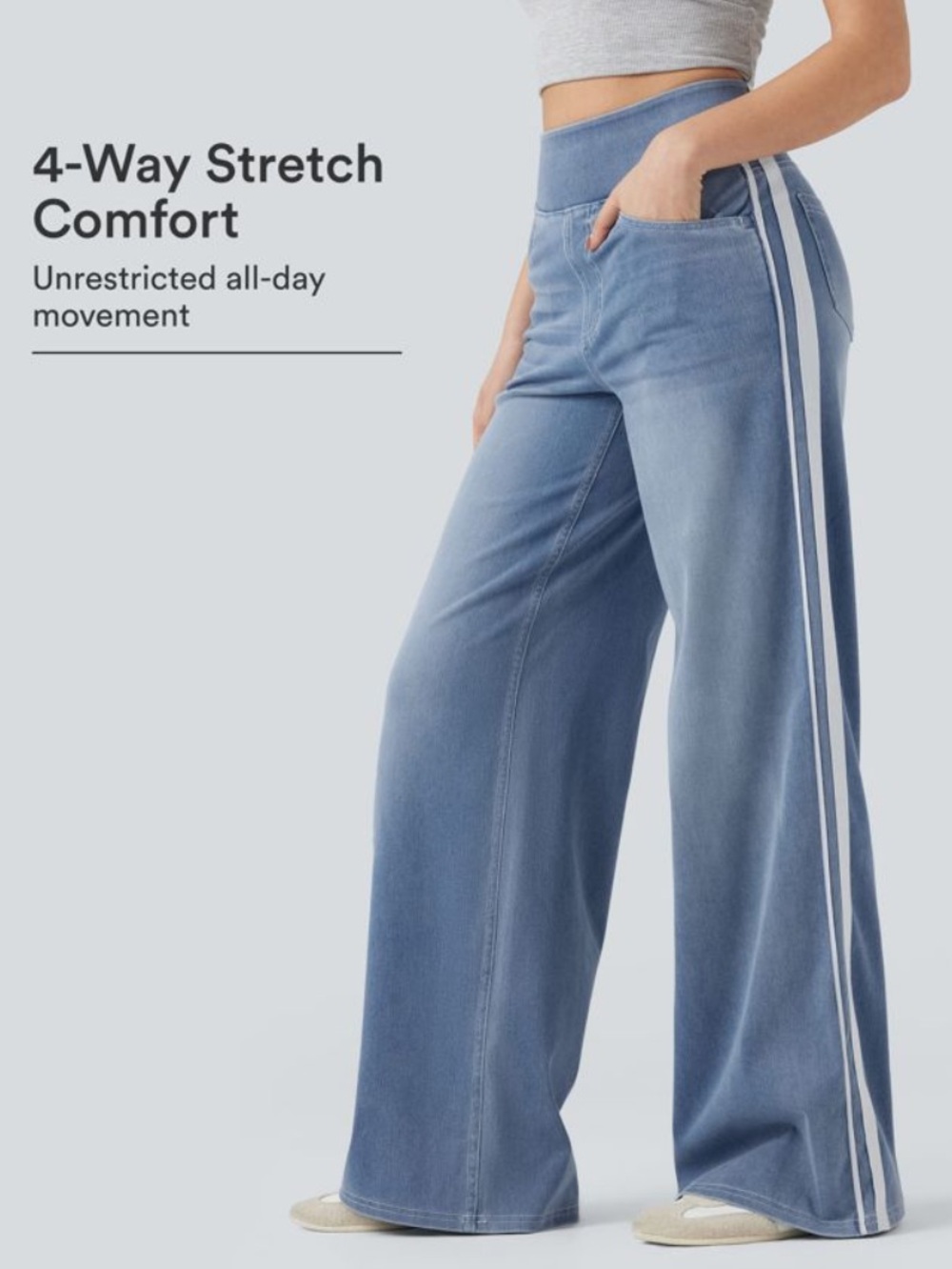 HALARA Wide-Leg Jeans in Classic Blue Wash Size XL